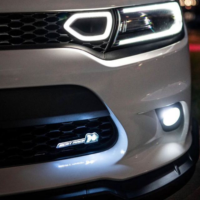 R/T ILLUMINATED BADGE installed by AudioZoneTX in Irving TX – car audio upgrade.