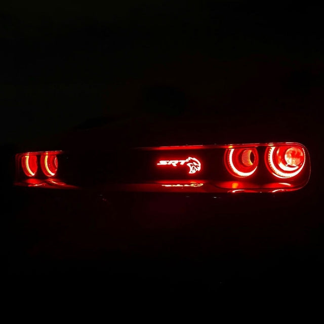 SRT HELLCAT ILLUMINATED LOGO installed by AudioZoneTX in Irving TX – car audio upgrade.