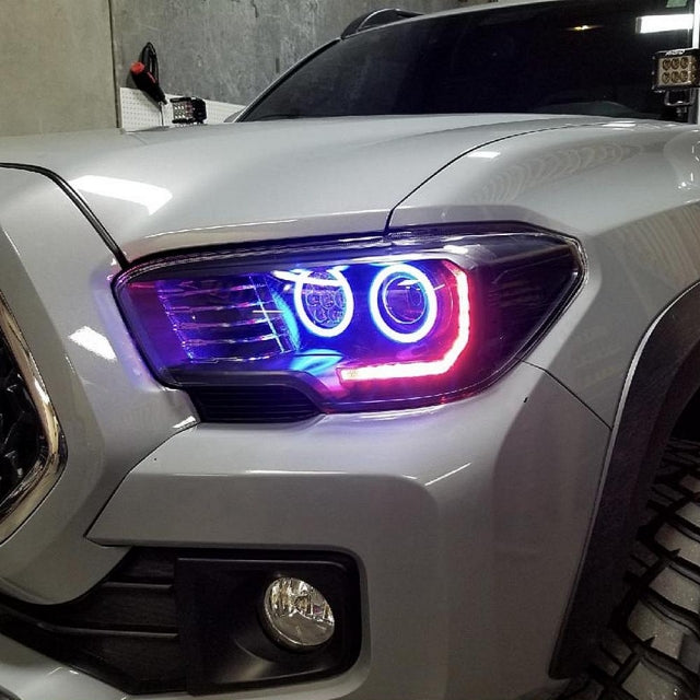 2016-2018 TOYOTA TACOMA RGBW DRL BOARDS installed by AudioZoneTX in Irving TX – car audio upgrade.