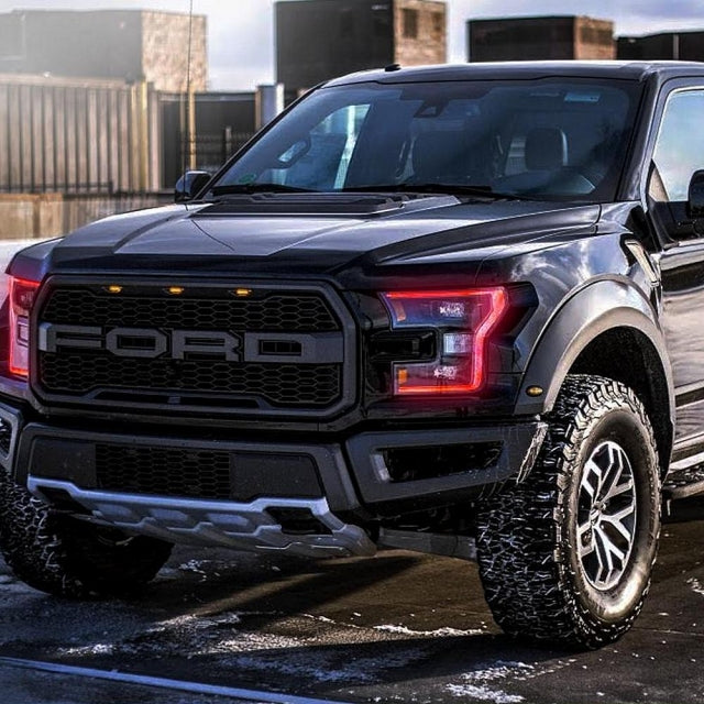 2015-2017 FORD F-150 RAPTOR RGBW DRL BOARDS installed by AudioZoneTX in Irving TX – car audio upgrade.