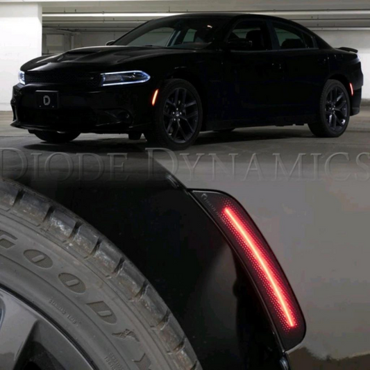 2015-2023 DODGE CHARGER LED SIDEMARKERS SMOKED installed by AudioZoneTX in Irving TX – car audio upgrade.