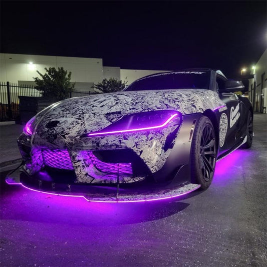 2019+ TOYOTA SUPRA RGBW DRL BOARDS installed by AudioZoneTX in Irving TX – car audio upgrade.
